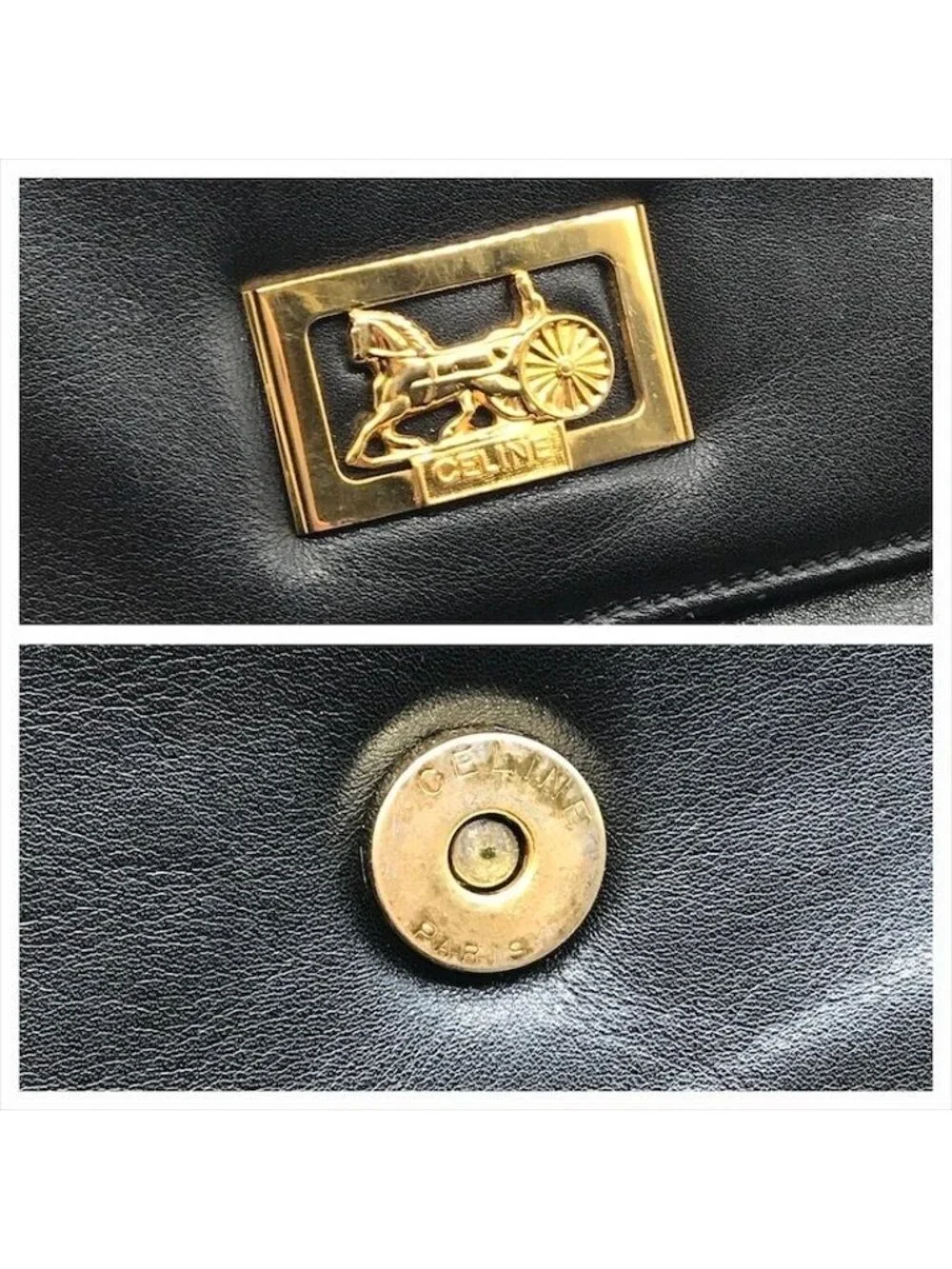 Celine Carriage Vintage Leather Clutch Black - Picture 10 of 10